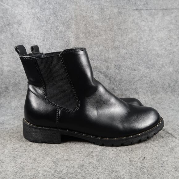 SO Shoes Womens 6 Ankle Booties Chelsea Pull On Black Boot Fabiana Casual Studs - Picture 1 of 11